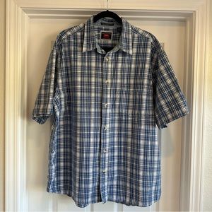 Wrangler Blue Plaid Short Sleeve Shirt Men’s Size XL